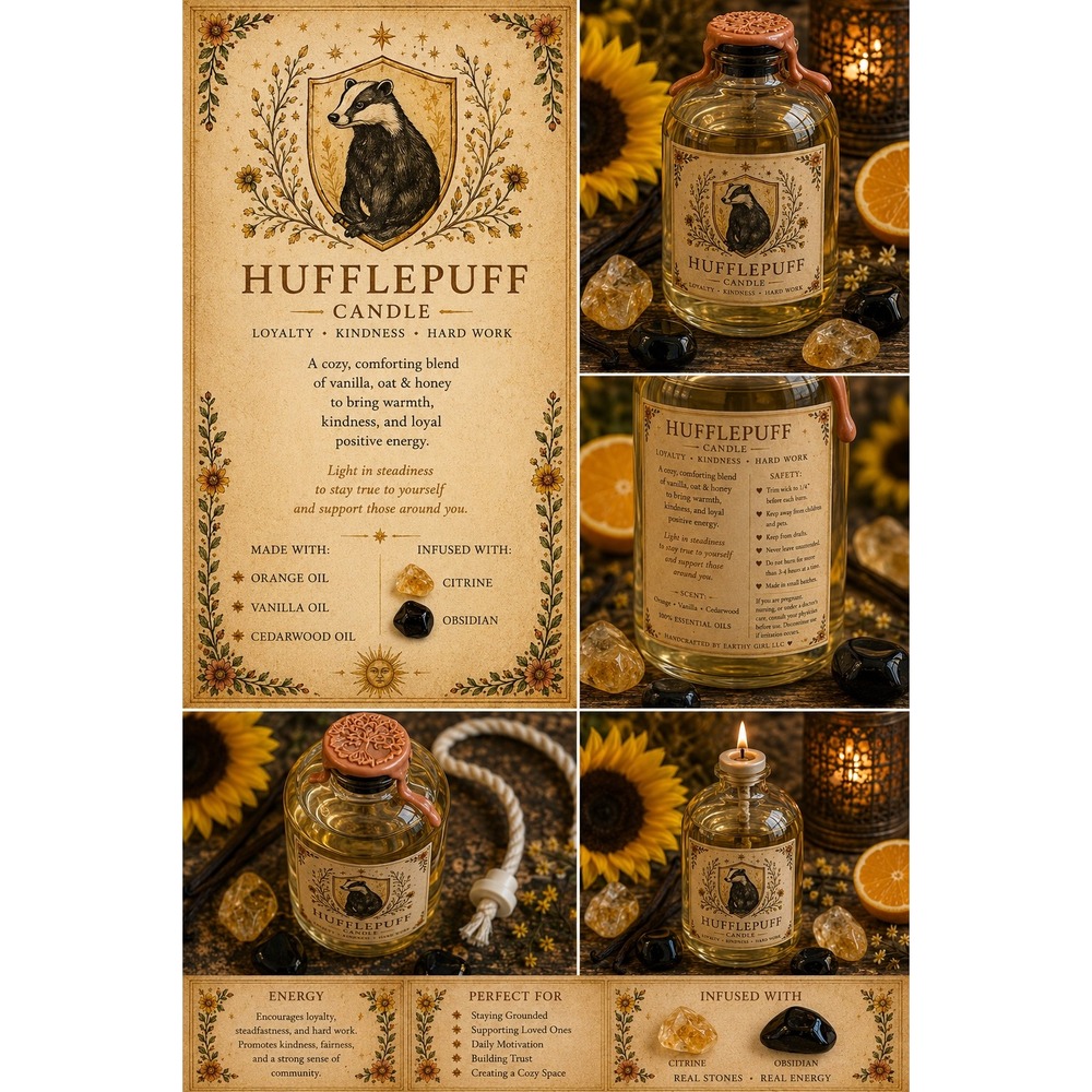 Hufflepuff Inspired Oil Candle